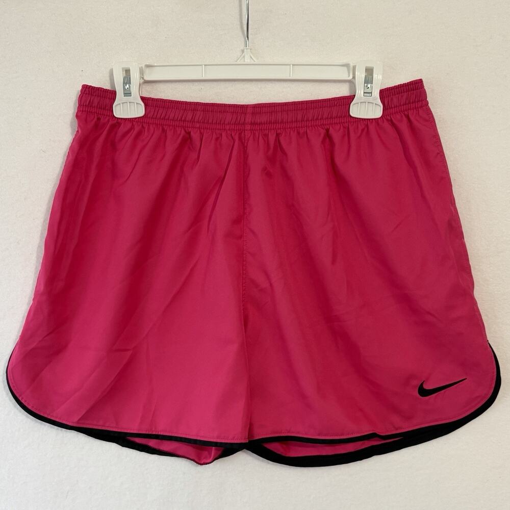 Nike Dri-FIT Shorts Womens Medium Pink Black Slim Fit Soccer Gym Athletic NWT